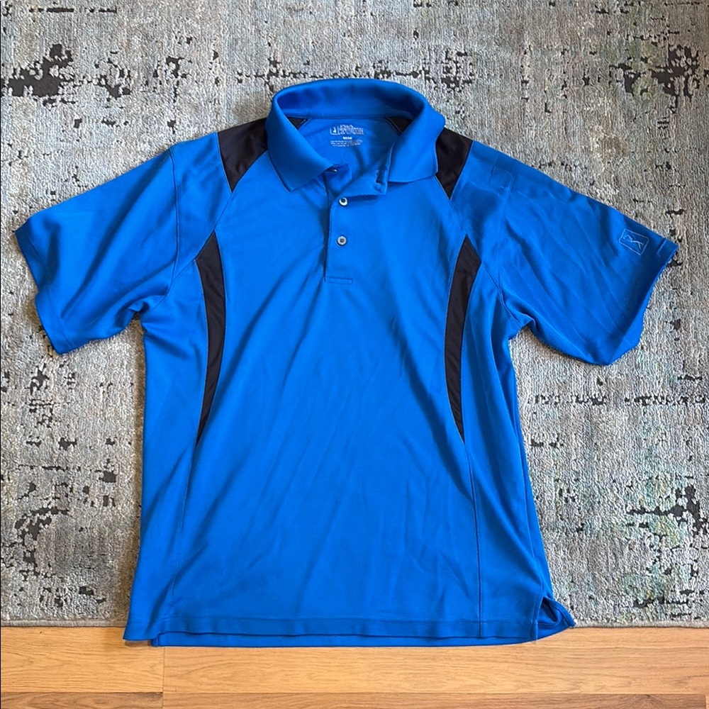 PGA Tour Blue and Black Performance Polo Shirt